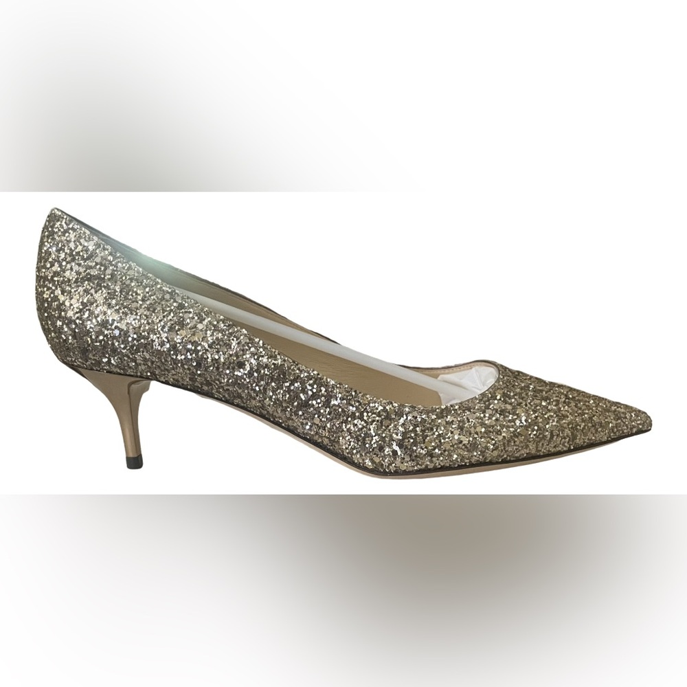 •   Jimmy Choo Aza Glitter Pump
•   Antique Gold 
•   Includes Dust Bag and box